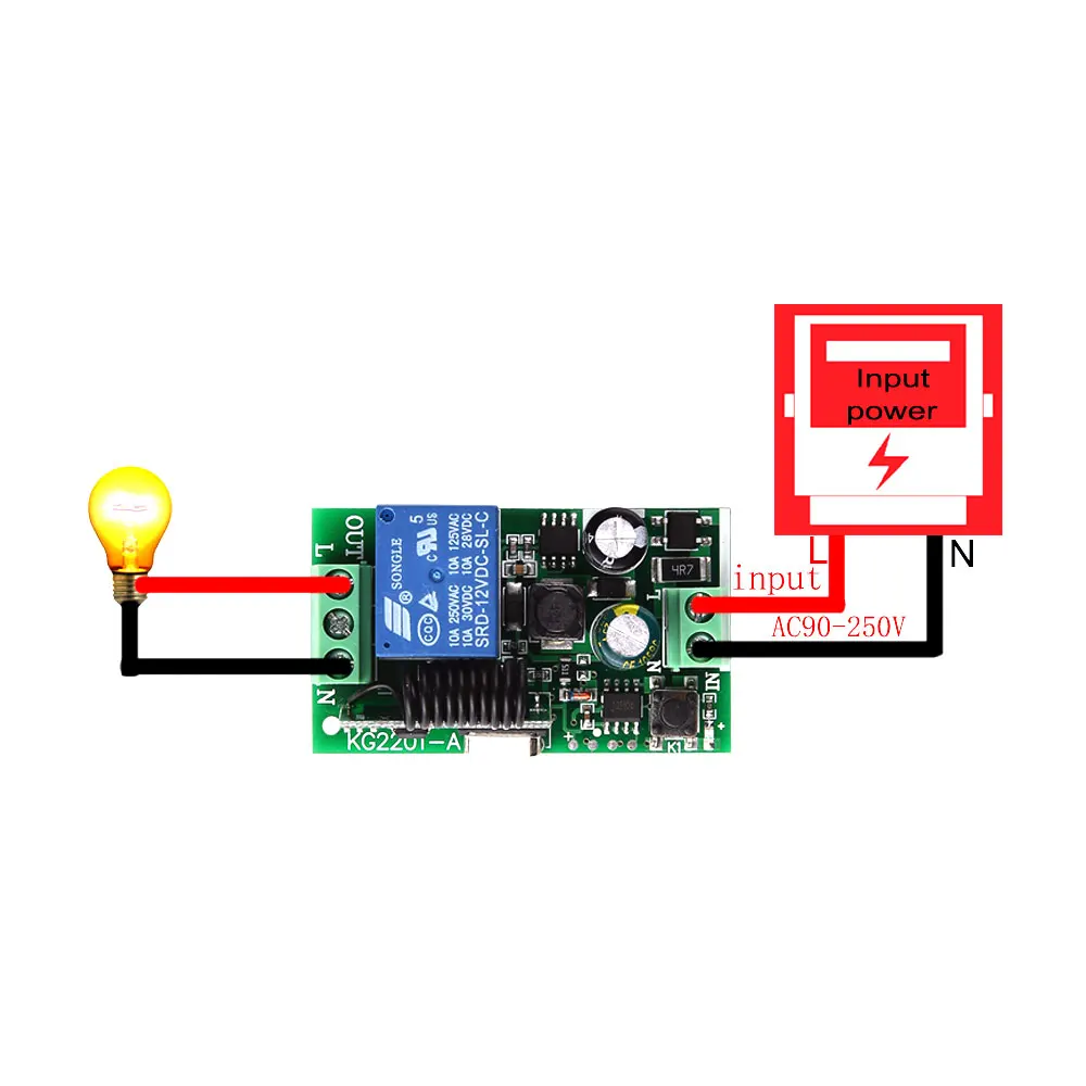 KTNNKG AC110V 220V дистанционный релейный приемник L/N или NO/NC выход 1CH беспроводной пульт дистанционного управления 433 MHz RF светильник лампа