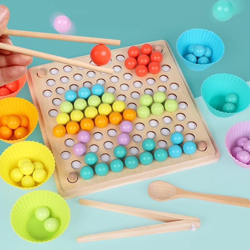Wooden Beads Game Montessori Educational Early Learn Children Clip Ball Puzzle Preschool Toddler Toys Kids For Children Gifts
