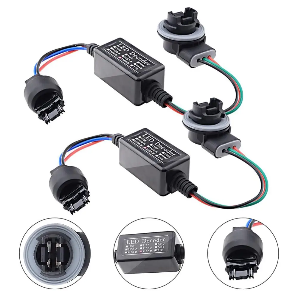 

2PCS 3157/ 4157 Bulb Load Resistor Canceller Decoder For LED Turn Signal Light Brake Lamp Fault Eliminator LED Decoding Line