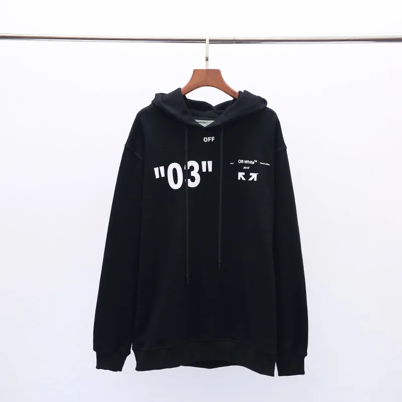19SS OFF-WHITE OW ограничен сзади номер 03 стрелка свитшот с капюшоном с принтом Мужские толстовки