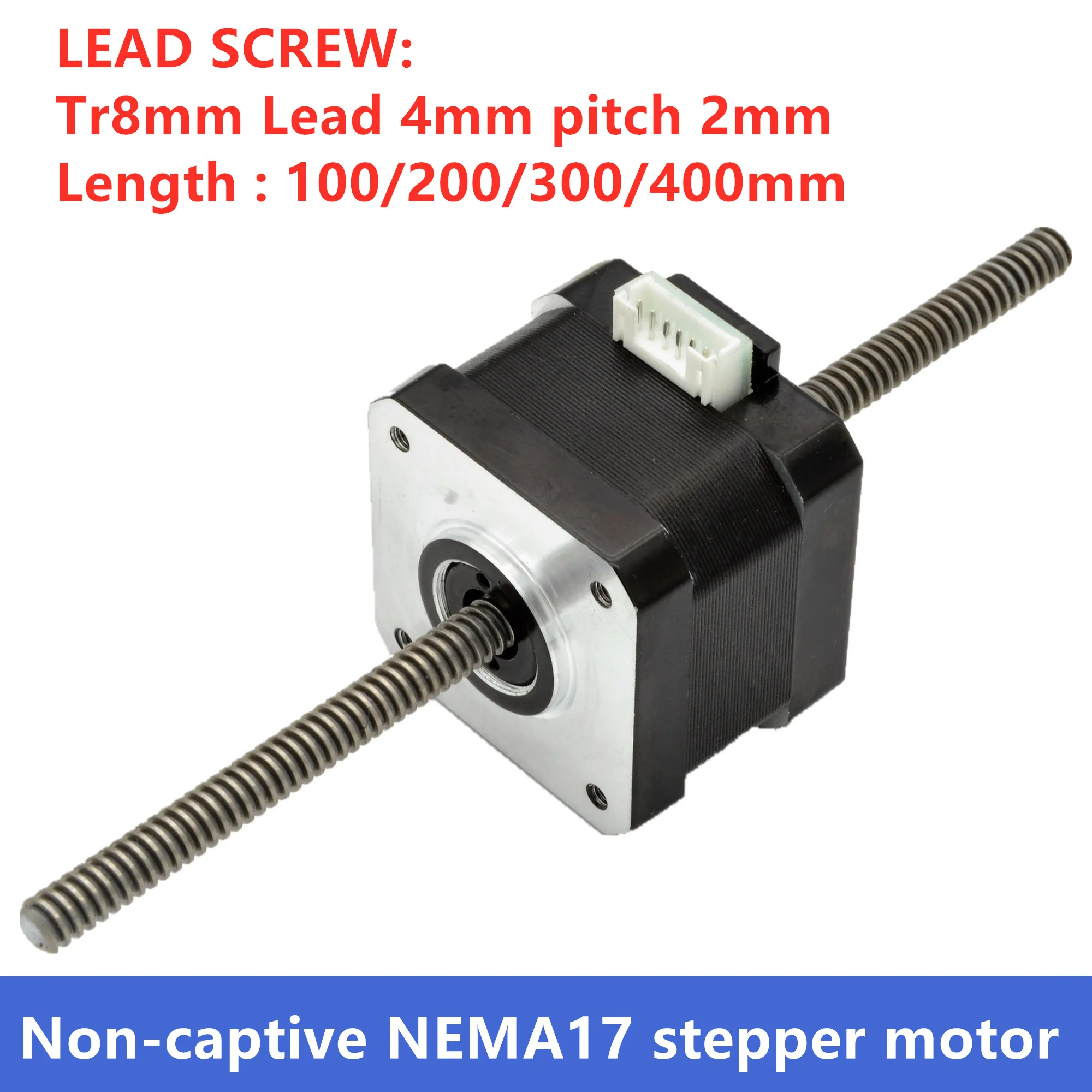 NEMA 17 Non-captive stepper motor with Tr8*4 lead screw length 100mm 200mm 300mm 400mm stepper motor