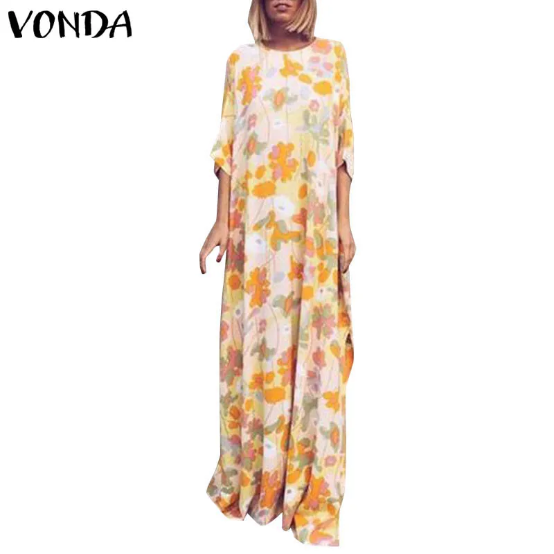 VONDA/платье для беременных,, сексуальные платья с круглым вырезом и коротким рукавом с цветочным принтом, винтажные весенне-летние вечерние платья в богемном стиле, Vestidos 5XL