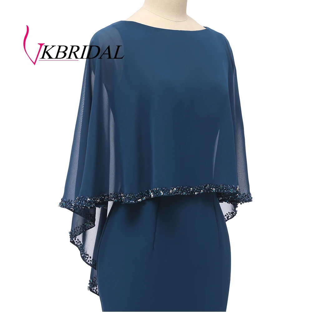 VKBRIDAL элегантные длинные вечерние платья с накидкой реальные фотографии Русалка Выпускные вечерние платья бусины из бисера robe de soiree