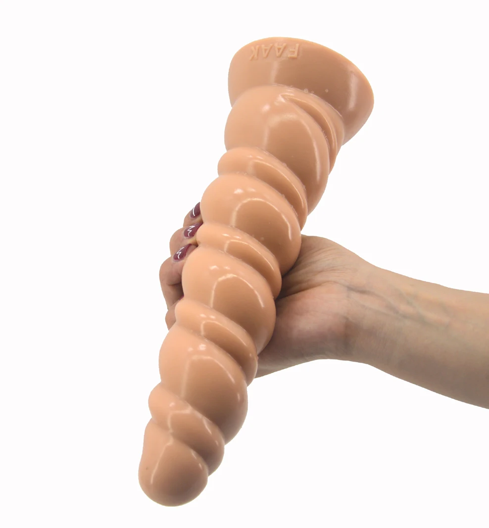 FAAK Big Silicone Anal Plug Spiral Long Butt Plug Anus Insert Stuffed Anal Dildo with Suction Cup Sex Toys Couples Masturbate