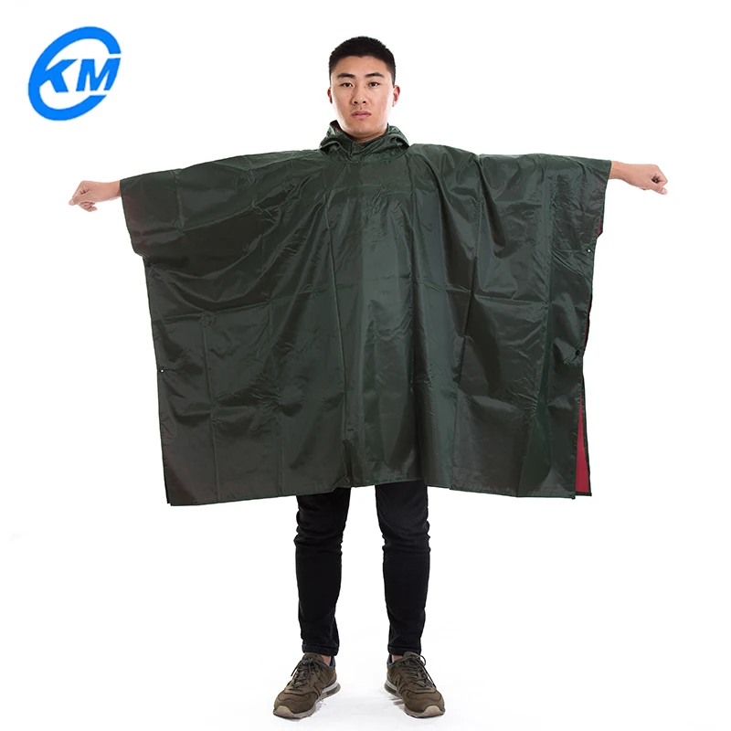 Army green OXFORD fabric square rain Poncho comfortable wear