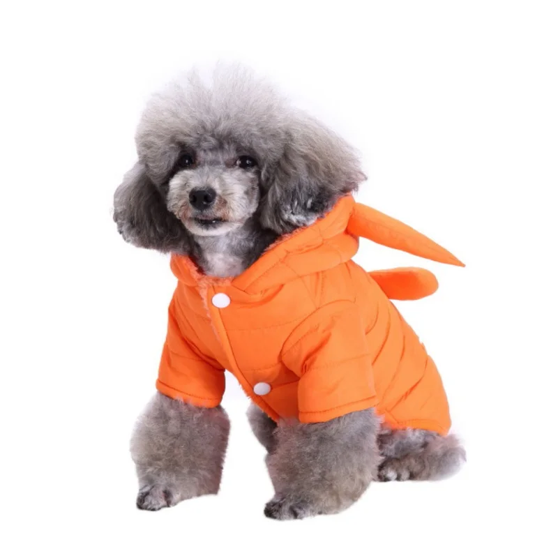 Кота собаки любимчика одежда ушки хлопковая толстовка с капюшоном chihuahua теплый толстый брошь Осенне-зимнее пальто