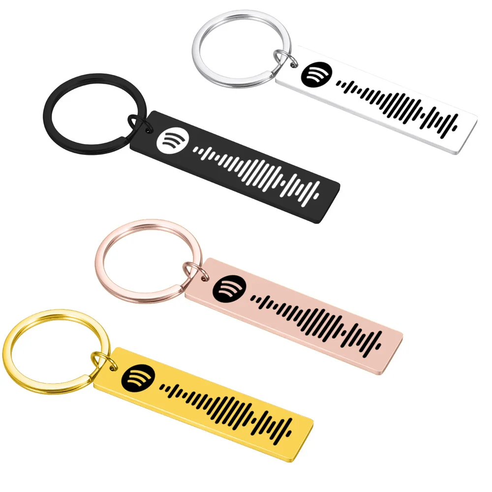 Code-Keychain Jewelry Engrave Keyring Custom Laser Spotify Scan Stainless-Steel Music