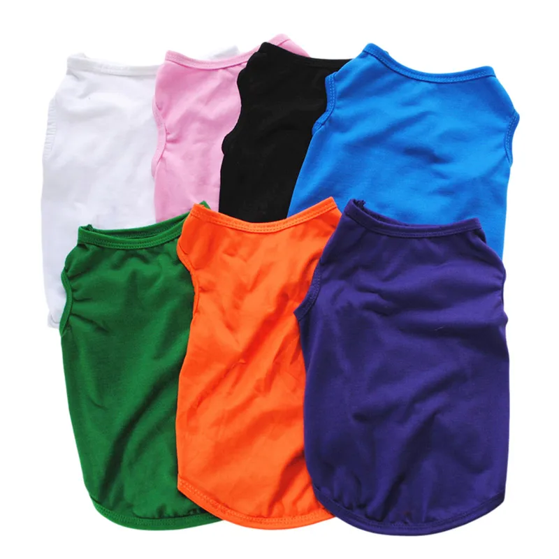 XS-XL 여름 강아지 옷 단색 개 조끼, 빈 보터밍 강아지 셔츠, 소형 중형견 치와와 로파 페로 부드러운 옷