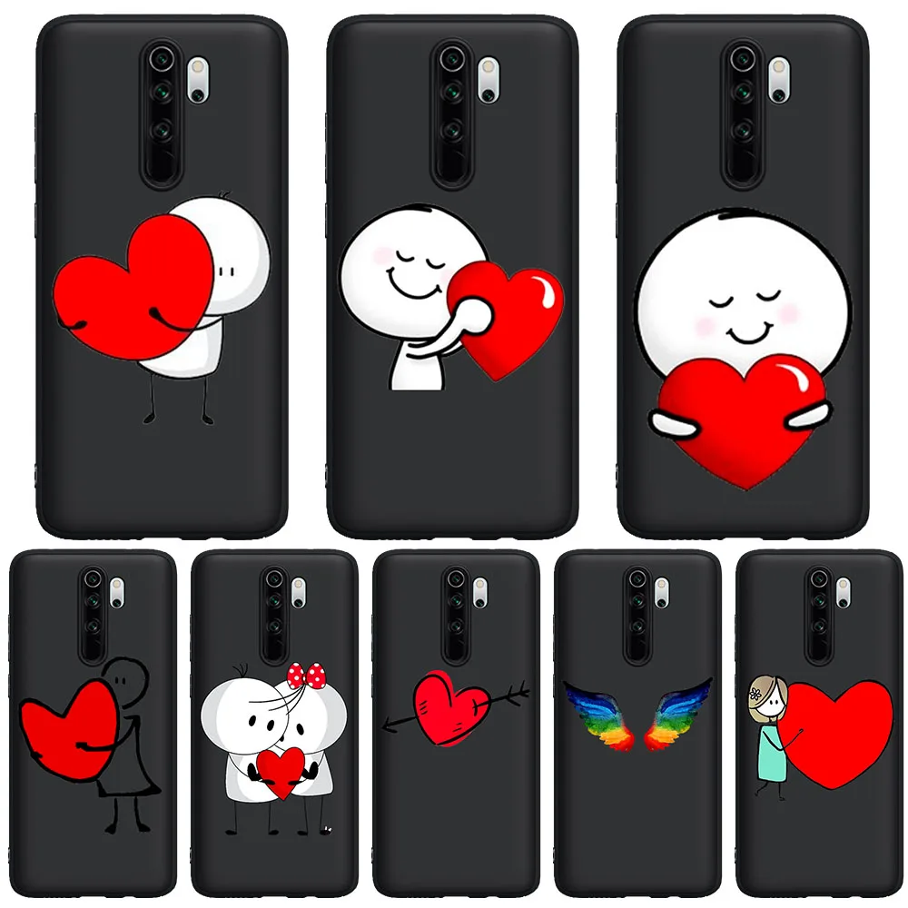 

lovely Love heart girl TPU soft silicone black luxury phone case For Xiaomi Redmi Note 5 6 7 8 Pro K20 K30 Pro mi 9T Pro K30