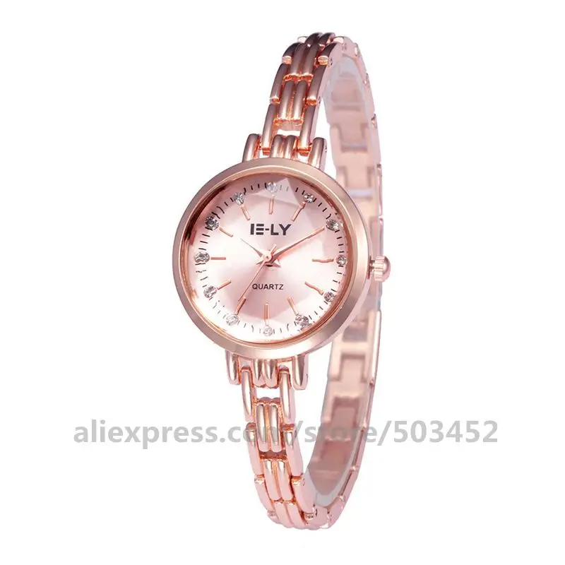rose rose 100 шт./лот E-LY 062 женский браслет наручные часы небольшой циферблат Кварцевые часы для отдыха популярные наручные часы женские элегантные часы - Цвет: rose rose