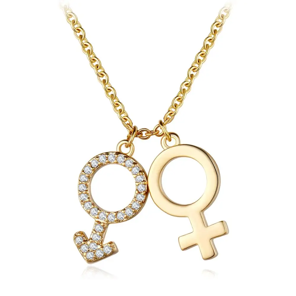 Valentine's Sweet Jewelry Gift Boy&Girl Pendant Necklaces Gold Color Female Personalized Chain Collar Accessory Long Neck Chain