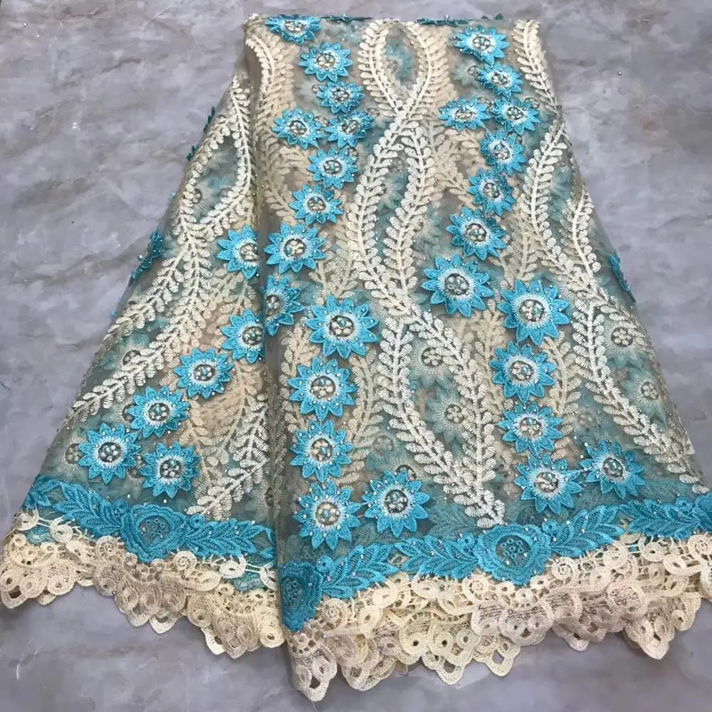 NEW High Quality Tulle Beaded French Nigerian Lace Fabrics Embroidered stones African Lace Fabric NLYOC251