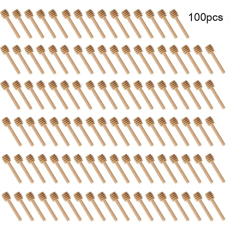 10/50/100pcs 실용적인 꿀 혼합 스틱 항아리 숟가락 긴 손잡이 나무 꿀 저어 바 용품 커피 우유 차 주방 도구 70%