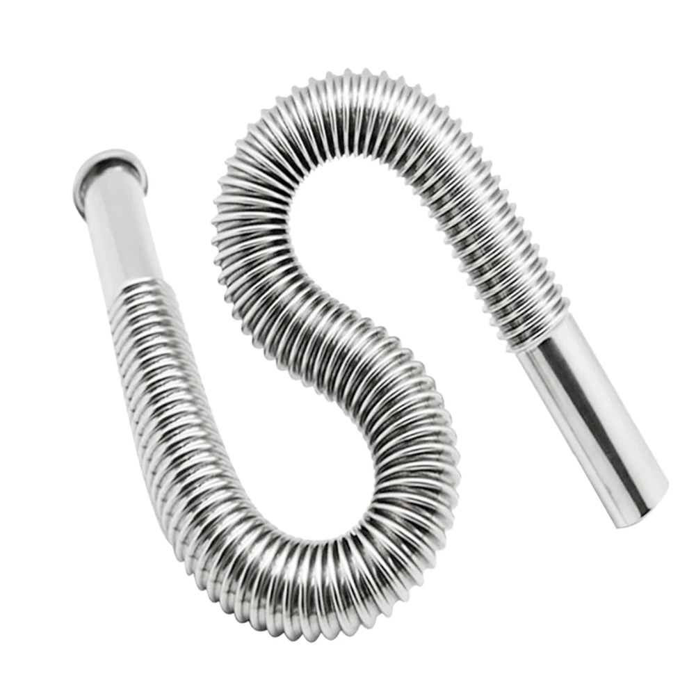 

New Telescopic Drains Stainless Steel S Type Hose Corrugated Curved Deodorant Washbasin Drains Pipe Kitchen Drainage Down Pipe