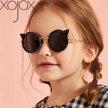 

XojoX Children Cat Ear Sunglasses Cute Cartoon Round Kids Glasses for Girls Eyewear Outdoor UV400 Goggles