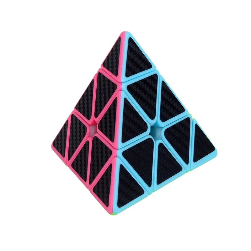 YUXIN наклейка из углеродного волокна треугольник 3x3x3 Пирамида волшебный куб головоломка на Скорость Куб обучающий magico Cubo игрушки подарки 70 мм