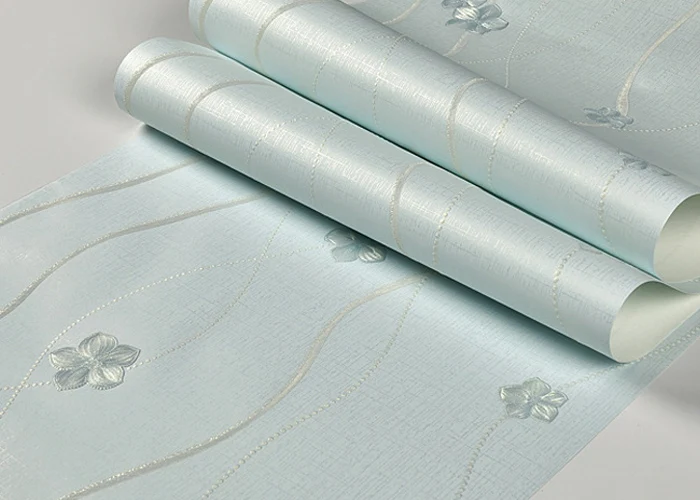 Light blue Современные светлые, пасторальные 3D рельефные текстуры обои для гостиной спальни нетканые обои цветы домашний декор для стен - Цвет: Light blue