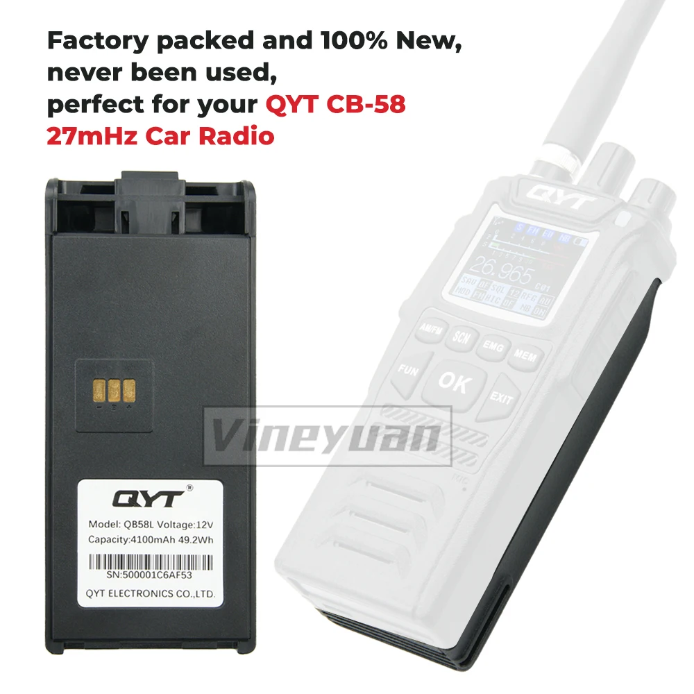Original Qyt 4100mah Bateria para 27mhz cb Walkie Talkie Qyt Cb58 Portátil Cidadão Banda Rádio em Dois Sentidos com Clipe de Cinto - Image 2
