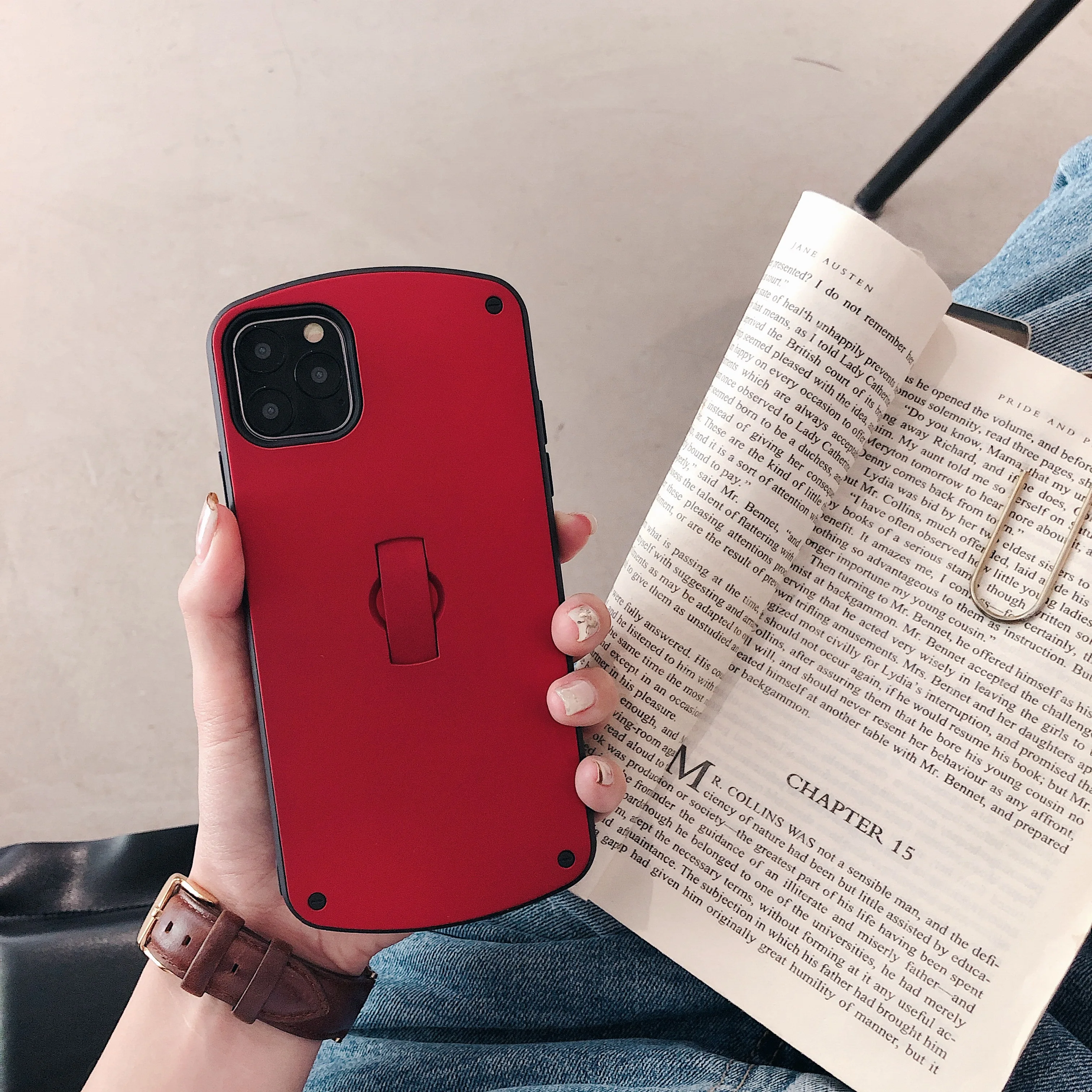 Матовый однотонный чехол-подставка 2 в 1 для Apple iPhone 11 Pro XS Max XR X 6 6S 7 8 Plus чехол-подставка с кольцом-петлей