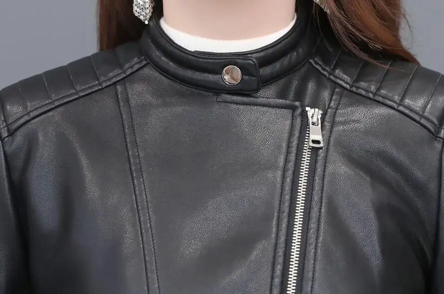 Black Leather Jacket Women New Spring Autumn Women's Leather Clothing Short Slim Motorcycle Leather Coat Female Outerwear