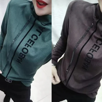 

Double-sided velvet bottoming shirt women's new foreign style heavy drilling small shirt collar padded inner T-shirt