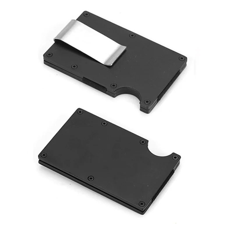 DIENQI Rfid визитница металлический минималистичный банковский держатель для карт защищенный мужской тонкий наличный кошелек Бизнес Мужской для кредитных карт Porte Carte - Цвет: Black Silver