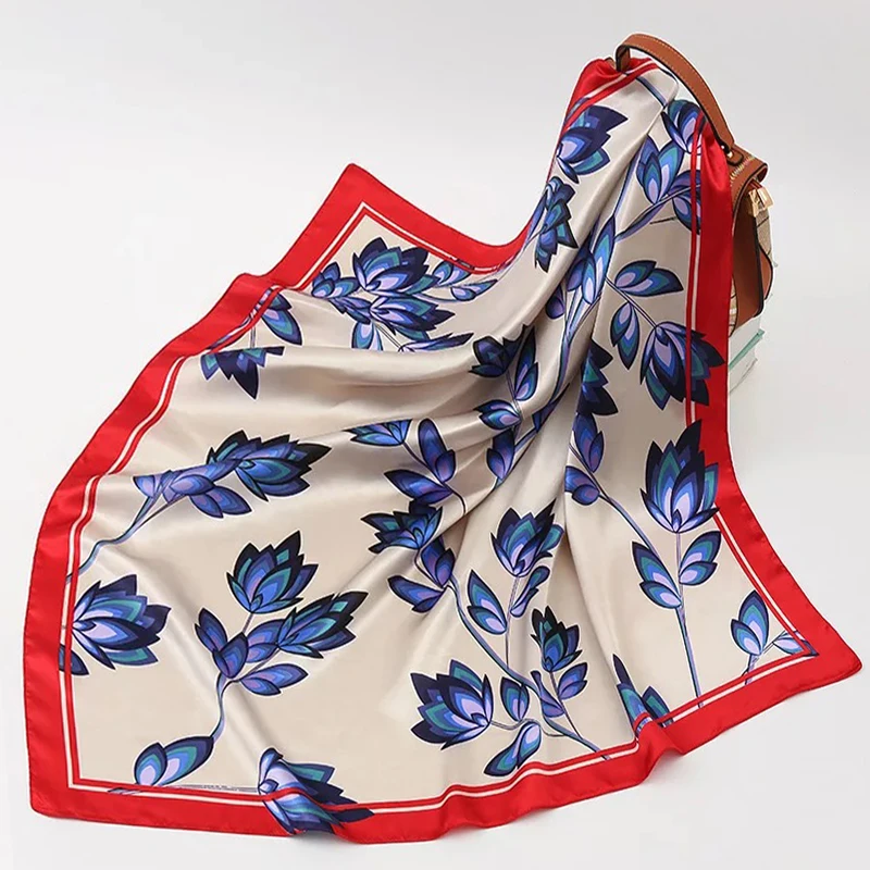 2022 Four Seasons 90x90cm Silk Scarves Fashion Style Satin Headcloth