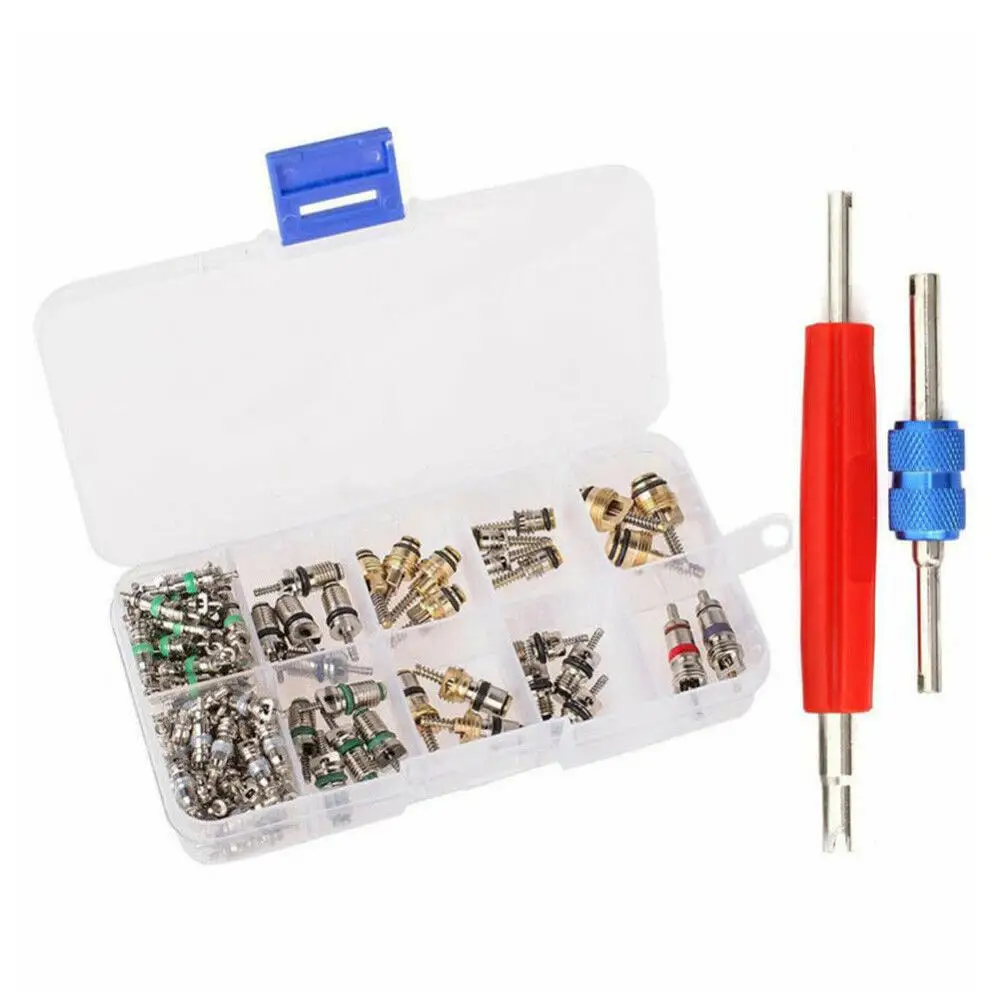 

Auto Car R12 & R134a A/C Air Conditioners Valve Core Remover Tool Kit 102pcs/Set Air Conditioning Valve Core Remover Tool