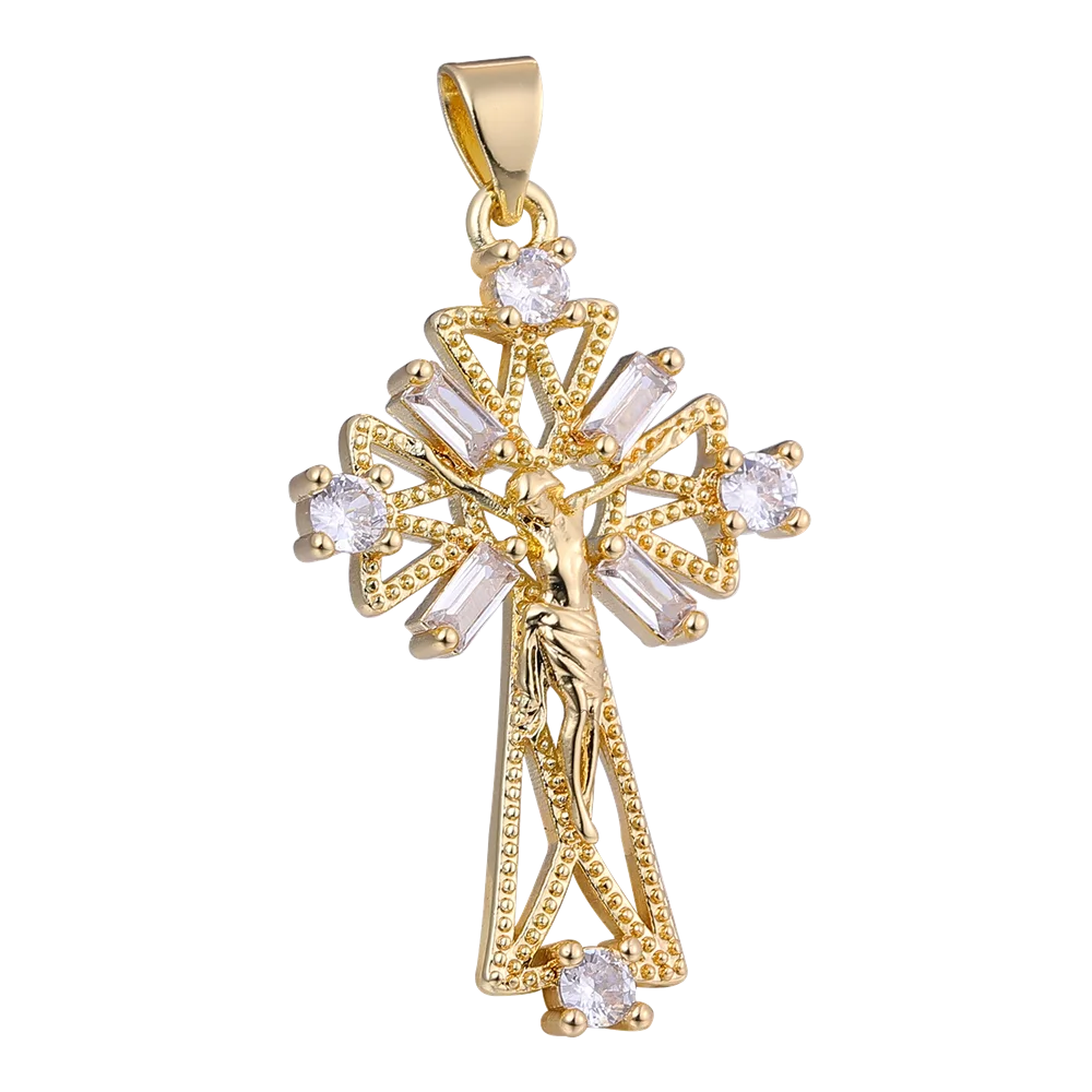 Juya DIY 18K Echtgold vergoldet Großhandel Christian Kreuz Charms für handgemachte Weihnachten religiöse Rosenkranz Anhänger Schmuckherstellung – Detail 22