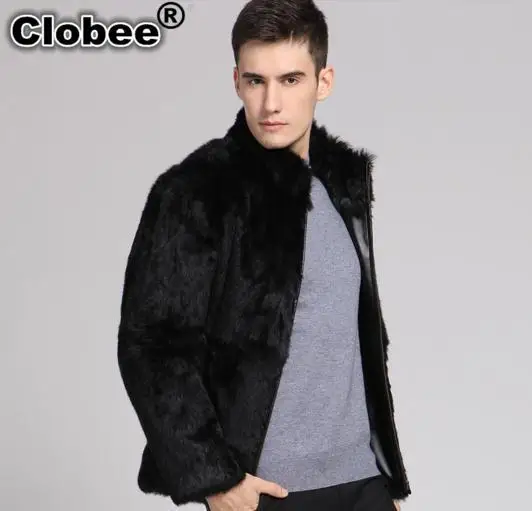 6XL офисная Мужская одежда, зимнее меховое крутое пальто из искусственного меха кролика, облегающее деловое Мужское пальто с воротником-стойкой, верхняя одежда YY1010