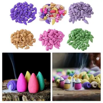 

10 Pcs/Bag Incense Cones For Backflow Tower Accessories Colorful Bullet Shape Incense Rose Lemon Natural Sandalwood Tea Agarwood