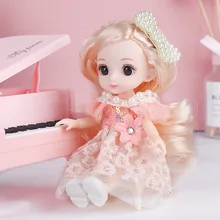 BJD – Mini poupée articulée mobile 16cm 13, 3D bleu, grands yeux, belle poupée jouet de bricolage avec vêtements, poupée de mode 1/8