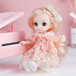 BJD – Mini poupée articulée mobile 16cm 13, 3D bleu, grands yeux, belle poupée jouet de bricolage avec vêtements, poupée de mode 1/8 
