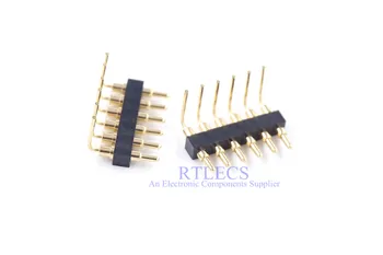 

4 Pcs Spring Loaded Connector Pogo Pin Strip 6 Pin 2.54 mm Pitch Right Angle Through Holes PCB Height 10.5mm 3 A Current Rated