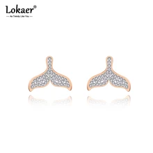 Lokaer офисный стиль Стразы Рыбацкая Хвост серьги ювелирные изделия Модные серьги-гвоздики с животными для женщин Kolczyki E19224
