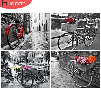 

HUACAN Diamond Painting Kits Bicycle Full Drill Diamond Embroidery Landscape Sale Cross Stitch Arts And Crafts For Adults