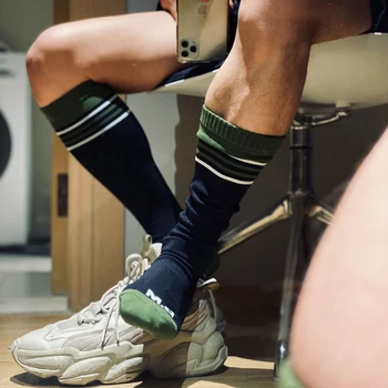 

High Tube Stockings Black Matching Trend Bottom Stockings Wear-resistant High-quality Men's Cotton Hip-hop Socks