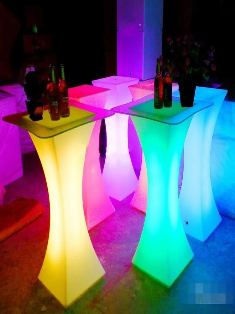 New Rechargeable LED Luminous cocktail table waterproof glowing led bar lighted up coffee kTV disco party supply|supplies party| |