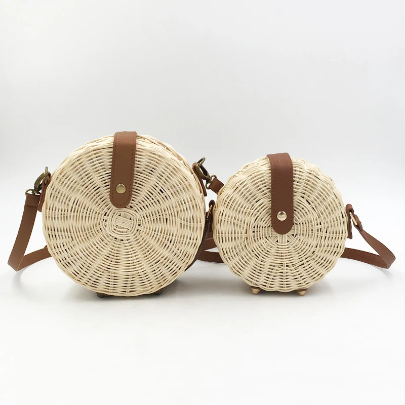 Handmade Round Straw Beach Bag Women Rattan Shoulder Crossbody Bags Bohemian Summer Rattan Weave Female Messenger Bag - Image 2