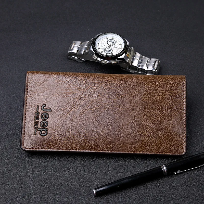 

Long Simple Fashion Men Two-fold Wallet Card Bit More Wear-Resistant Waterproof Scratch Men Pu Wallet