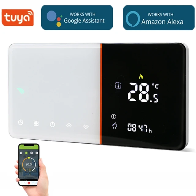 New Tuya Smart Alexa Voice Control Wifi Smart Programmable Thermostat App  Control Lcd Water Heating Work With Alexa Google Home - Temperature Sensor  - AliExpress
