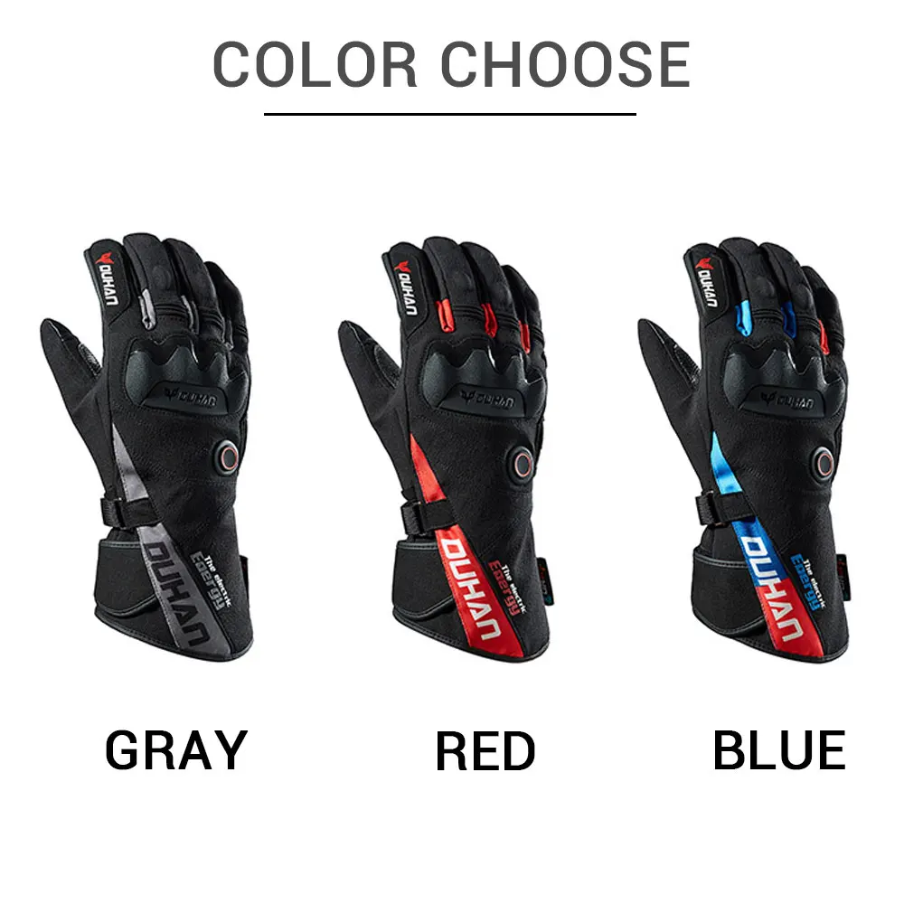 DUHAN перчатки для мотоцикла с подогревом водонепроницаемые Guantes Moto Heating Moto перчатки с питанием от батареи мотоциклетные гоночные перчатки для верховой езды