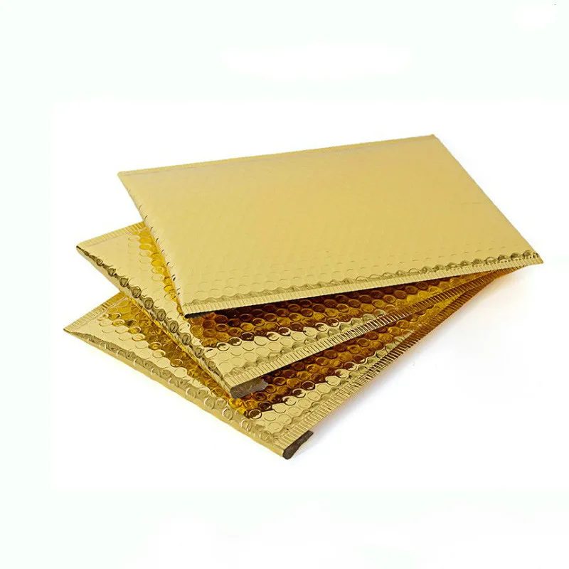 

50pcs CD/CVD Envelopes Gift Bag Packaging Shipping Bubble Mailers gold paper Padded Bubble Mailing Envelope Bag 18*23cm+4cm