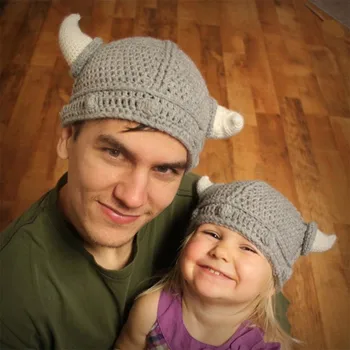 

Knitted Horn Cartoon Beanie Thickening Cap Adult Children Horn Solid Color Funny Knitted Hats gorros de inverno feminino