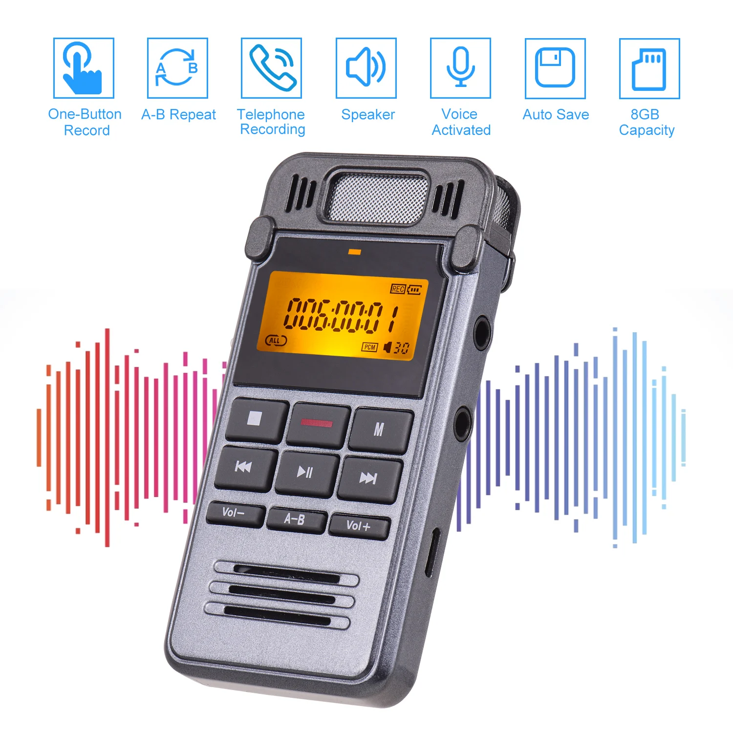 Цифровой диктофон музыкальный mp3 плеер с одной кнопкой запись Голосовая