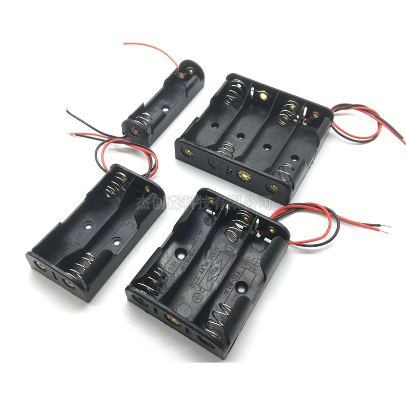 

Black Plastic 1x 2x 3x 4x 18650 Battery Box Case 1 2 3 4 Slot Way DIY Batteries Clip With Wire Lead Pin