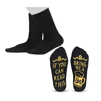 

Unisex Novelty Combed Cotton Crew Socks Funny Bring Me Beer Anti-Slip Hosiery new