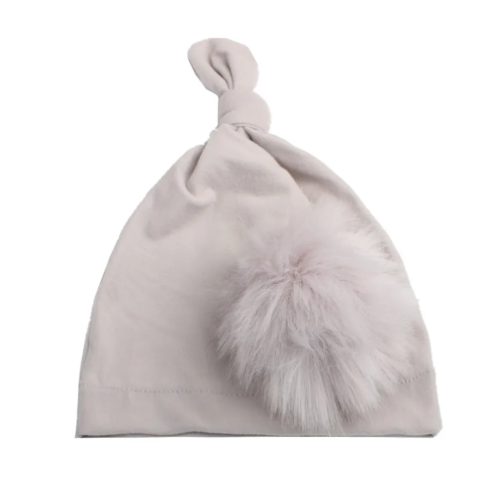 grey Free shipping new European and American children's fashion wool ball cap knotted pointed hat simple boy girl baby hat hair - Цвет: grey