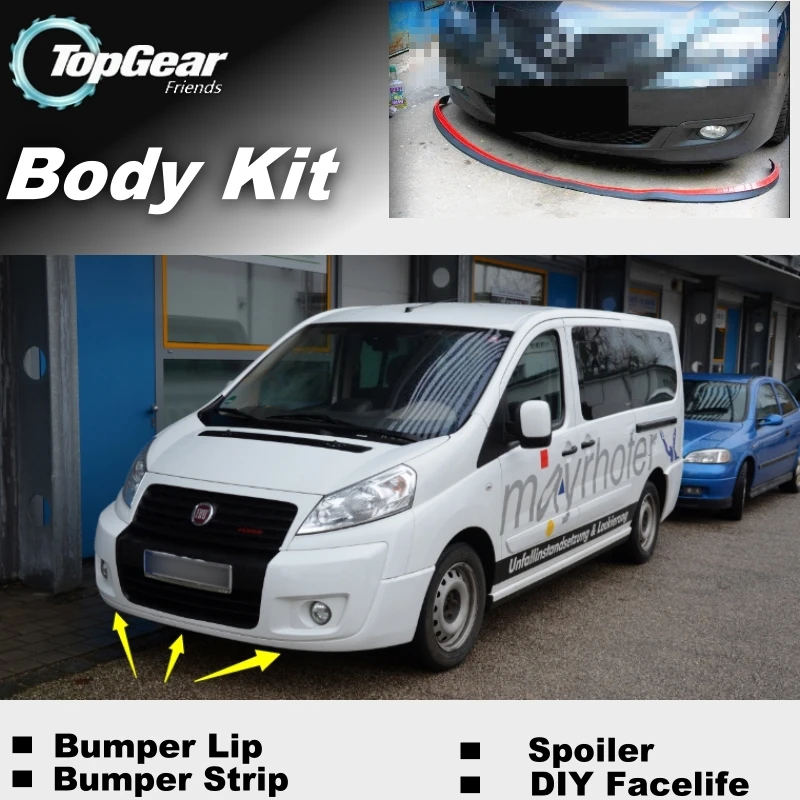 Дефлектор губ бампера для Fiat Scudo MK2 2007 ~ 2019 передняя юбка спойлера ДЛЯ TopGear Friends