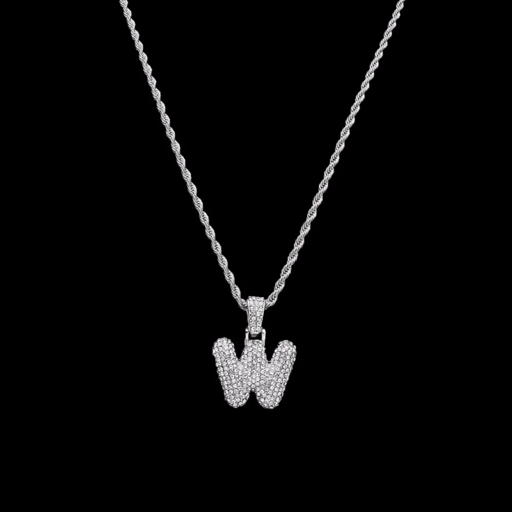 Сплав Bling Bubble Intial Let Iced Out горный хрусталь A-Z начальный кулон золотистый Серебристый с розой Подвеска золотого цвета кулон ожерелье
